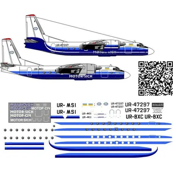 Plastikový model Obtisky Antonov An-24 Motor Sich pro Veb Plasticart - BSmodelle BSM100357