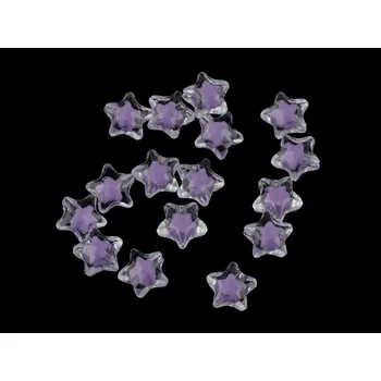 Dětské navlékací korálky Plastové korálky hvězda Ø11 mm s efektem barev uvnitř, malé, 6 fialová nejsvětlejší