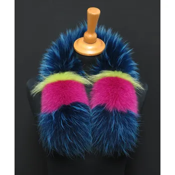 Špongr Kožešina lem / límec na kapuci z finského mývalovce MP15 MULTICOLOR PATCHWORK 60 cm