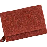Malá dámská červená kožená peněženka vzorovaná