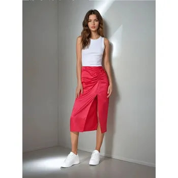 Dámská sukně Sinsay - Midi sukně s rozparkem - fuchsiová - 7069J-43X - 7069J-43X-XXS