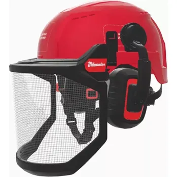 Lesnická přilba Milwaukee BOLT200 odvětrávaná červená (Ochranná helma pro lesníky Milwaukee)