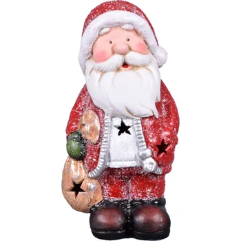 Vánoční dekorace Nohel Garden Santa Claus s pytlem LED keramický 12x10x24cm