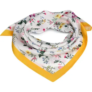 Šátek Saténový šátek luční květy 50x50 cm, malé, 2 žlutá