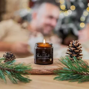 Osvěžovač vzduchu Vonná svíčka ŠŤASTNÉ A VESELÉ - skořice, hřebíček, pomeranč 120ml