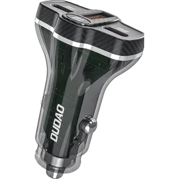 Dudao R78 nabíječka do auta USB QC + 2x USB-C PD / 78W / carbon black