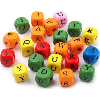 Dřevěné korálky kostka 10x10 mm, malé, mix