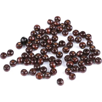 Dětské navlékací korálky Dřevěné korálky Ø5-6 mm, malé, 3 hnědá kávová