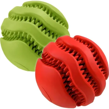 Hračka pro psa VNT electronics s.r.o. Pískací dentální míček na pamlsky pro psy, 9 cm - Červená