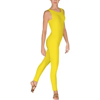 Dámský overall Dámský elastický dres, overal bez rukávů na cvičení, jógu, sport Žlutá L