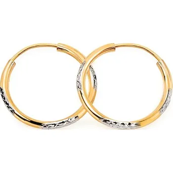 Šperk Gravírované dvoubarevné kruhy 2 cm Francis, 14K IZ25148YW + dárkové balení LUXUS zdarma