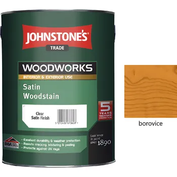 barva a nátěr na dřevo JOHNSTONE'S Satin Woodstain syntetická silnovrstvá lazura na dřevo 0.75 l Borovice