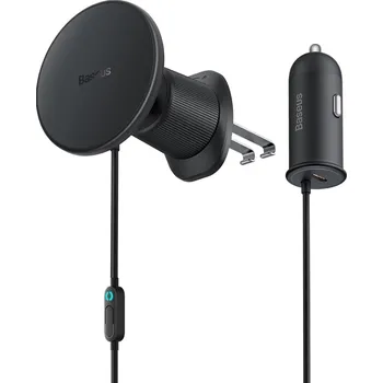 Magnetický držák Baseus do ventilační mřížky s nabíječkou USB-C 15W+25W černý C40141000111-00