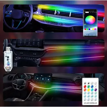 Osvětlení interiéru vozidel Ambientní RGB LED osvětlení, iOS a Android s Bluetooth, 110cm, 5V (Svítící drát - kabel RGB, délka 110cm)