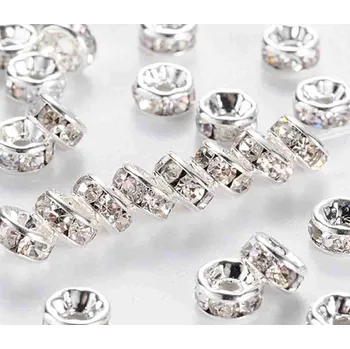 Dětské navlékací korálky Pro Háčkování Rondelka štrasová 8 mm stříbrná