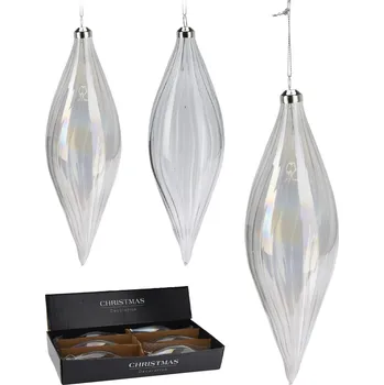 Vánoční ozdoba Vánoční skleněná ozdoba 21 cm, bílá (cena za 1 ks)