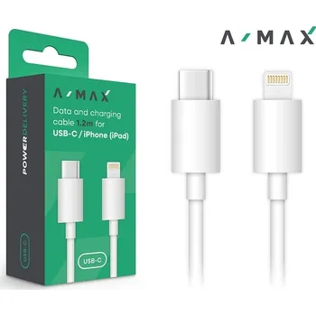 Datový kabel Datový a nabíjecí kabel A-MAX USB-C/Lightning (PD) 1.2m bílý