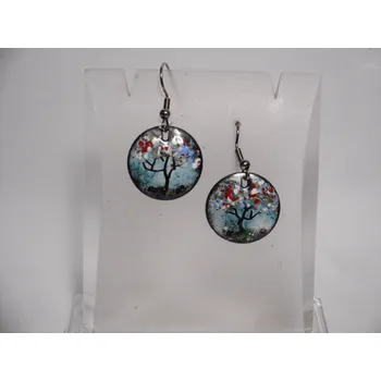 Náušnice Smaltované náušnice č.1 Barva: Modrá+Bílá