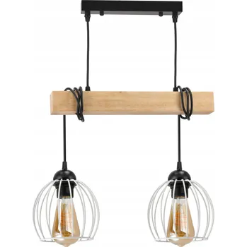 BERGE Závěsné stropní svítidlo LED dřevěný trámový 2xE27 Drátěný kulový lustr LDB-K-2XE27/2XKB002