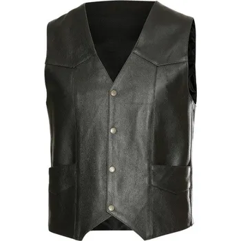 Pánská vesta Stars & Stripes Vesta kožená W-01 Stars & Stripes, pánská, černá 3XL