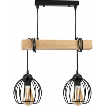 Svítidlo BERGE Závěsné stropní svítidlo LED dřevěný trám 2xE27 Lustr Wire ball LDB-K-2XE27/2XK002