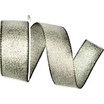 Stuha Stuha taftová HIGH SOCIETY granitová matná 25mm x 2m (10,-Kč/m) (Stuha taftová s lurexem, oboulící , metalický efekt)