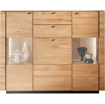 Komoda Dubová komoda s vitrínou CLOE z masivu