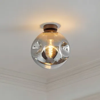 Stropní svítidlo Lindby Valentina, E27, kouřově šedá, sklo, Ø 25 cm - Stříška - Ø 9 cm, výška 2,5 cm kouřově šedá, kávová 1 x 15 W LED - Doprava zdarma