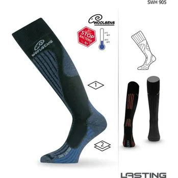 Pánské ponožky Lasting merino lyžařské podkolenky SWH modré - XL (46-49)
