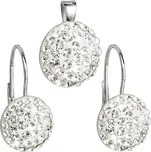 Evolution Group s.r.o. Sada šperků s krystaly Swarovski náušnice a přívěsek bílé kulaté 39086.1
