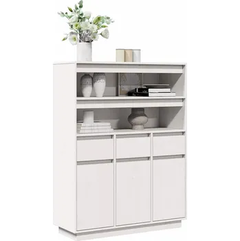 Příborník do zásuvky vidaXL Skříň highboard bílá 89x34x116,5 cm masivní borové dřevo