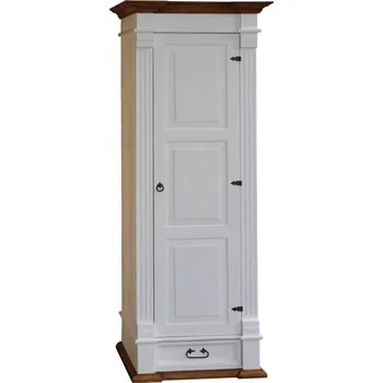 Komoda Rustikální skříň Sweet Home SAV66A se šatní tyčí Barevné provedení: Bílá - bezbarvý lak