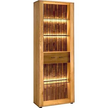 Komoda Dubová vitrína do obývacího pokoje včetně osvětlení TRAMONTO typ 12