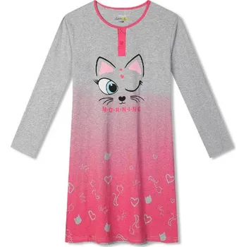Dívčí oblečení DÍVČÍ NOČNÍ KOŠILE S KOČKOU Barva: Šedorůžová, Velikost: 146