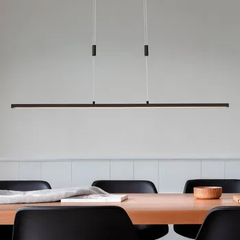 Závěsné svítidlo LED Lindby Arneja, černé, CCT, výškově nastavitelné - Stropní držák - délka 35 cm, šířka 5 cm, výška 3,5 cm černá matná LED 28 W celkem - Doprava zdarma