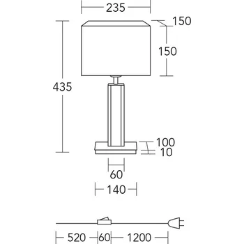 Lampička HerzBlut stolní lampa Karl G, hranatá, dřevo/granit, bílá, E27 - Stínidlo - délka 23,5 cm, šířka 15 cm, výška 15 cm; podstavec - délka 14 cm, šířka 10 cm, výška 1 cm; délka kabelu 178 cm bílá, šedá, olejovaný dub, kartáčovaný matný nikl 1 x 60 W - Doprava