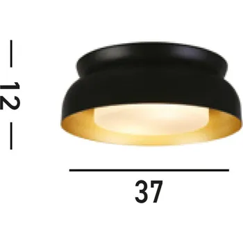 Searchlight Stropní svítidlo Kendal, černá/zlatá, ocel, sklo černá, bílá 2 x 40 W - Doprava zdarma