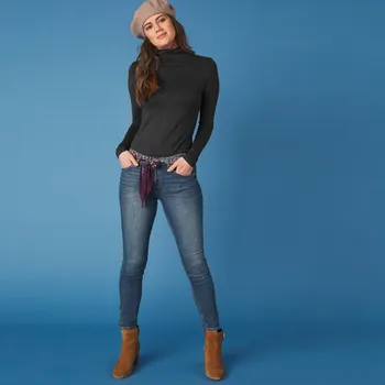 Dámské tričko Rolákové tričko ze strečové viskózy černá 54