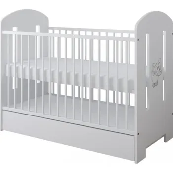 Dětská postýlka Postýlka 120/60 cm Gloria - bílá / Slon se šuplíkem