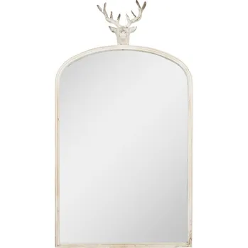 Zrcadlo Béžové antik kovové zrcadlo s hlavou jelena Deer vintage - 58*10*105 cm