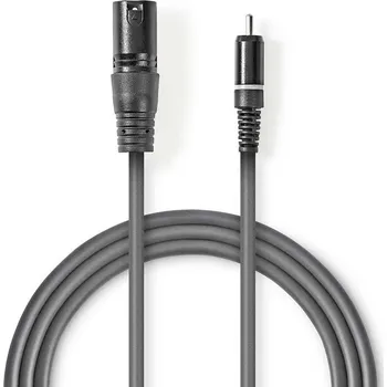 Audio kabel Nedis nesymetrický mono audio kabel XLR 3pin zástrčka - CINCH zástrčka, 3 m (COTH15205GY30)