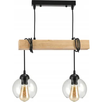 BERGE Závěsné stropní svítidlo LED dřevěný trám 2xE27 Lustrová koule bezbarvá LDB-K-2XE27/2XK023