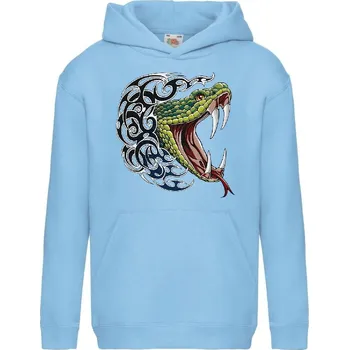 Chlapecká mikina detska-znackova-mikina-digitalni-potisk-tatoo-kobra Barva: Sky blue - nebesky modrá, velikost: 152