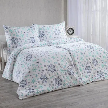 Povlečení decoDoma Vločky povlečení z mikroplyše 140 x 200, 70 x 90 cm zipový uzávěr