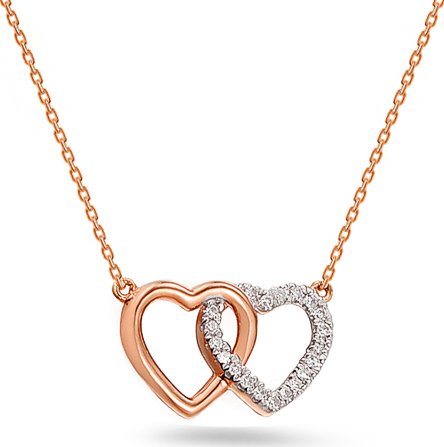 Briliantový náhrdelník z růžového zlata Srdíčka 0,050 ct IZBR002RR + dárkové balení LUXUS zdarma