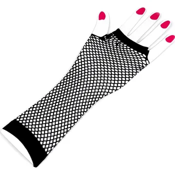 Rukavice Dlouhé společenské rukavice síťované, bezprsté, malé, černá