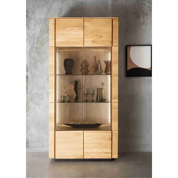 Knihovna Dubová vitrína CLOE II z masivu