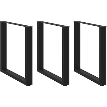 vidaXL Nohy k jídelnímu stolu ve tvaru U, 3 ks, černé, 90 x (72-73) cm, ocel