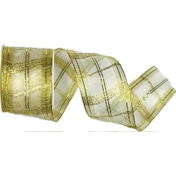 Stuha Stuha organzová SANTA MARIA zlatá 40mm x 2m (14,-Kč/m) (Stuha organzová, zlatá, transparentní,oboustranná, s drátkem v lemu )