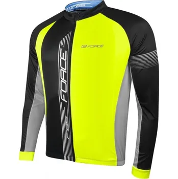 Cyklistické oblečení dres FORCE F85 dlouhý rukáv černo-fluo-šedý M